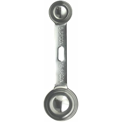 Nagao Tsubamesanjo Extra Thick Double Measuring Spoon, 0.2 fl oz (5 cc), 0.5 fl oz (15 cc), 18-8 Stainless Steel, Made in Japan Cover