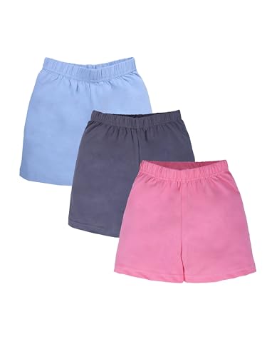 Image of KiddoPanti Girls Cycling Shorts Pack of 3 | Soft & Stretchy Cotton Spandex | Comfortable Fit with Elastic Waistband | Solid Colors Half Tights for Girls Inners