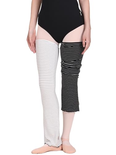 Tacherlia Ballet Flared Leg Warmers Spot/Stripe Pattern 1 Pair 27.5 Inches Over The Knee Elastic At Top For Women Stripe B-W Medium