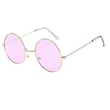 Lazzboy Frauen Männer Vintage Retro Brille Unisex Fashion Circle Frame Sonnenbrille Eyewear Klassische Lennon Runde Polarisierte Mit Schutz Paar Hippie Stil Kreis Farbige Gläser(E)