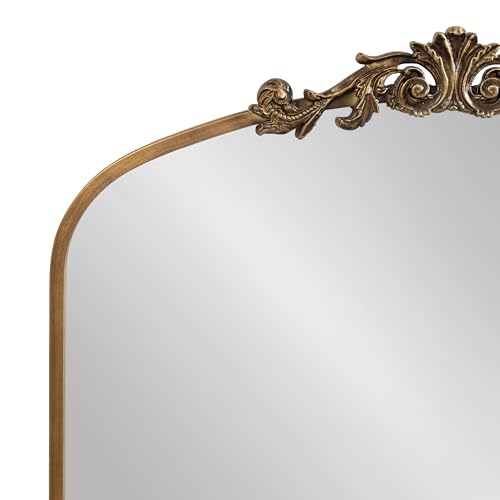 Image of Kate and Laurel Arendahl Ornate Traditional Square Arched Mirror; 28 x 30; Antique Gold; Decorative Baroque Style Arch Vintage Mirror with Wide Frame and Ornamental Crown