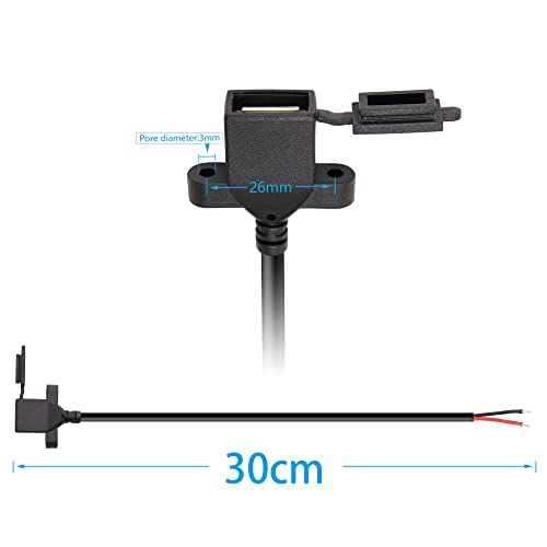 Riieyoca 2Pcs Usb Female Plug 2Pin Bare Wire,Usb Power Data Cable With Dust Cap Diy Pigtail Cable For Usb Equipment Installed Or Diy Replace Repair （30Cm） #TOP6