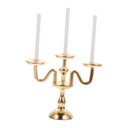 Lurrose キャンドルランプ食玩モデル ドールハウスのクリスマス装飾 ドールハウスの暖炉 ミニチュアドールハウス キャンドルランプモデル ドールハウスミニチュア燭台 合金 Goldenのサムネイル