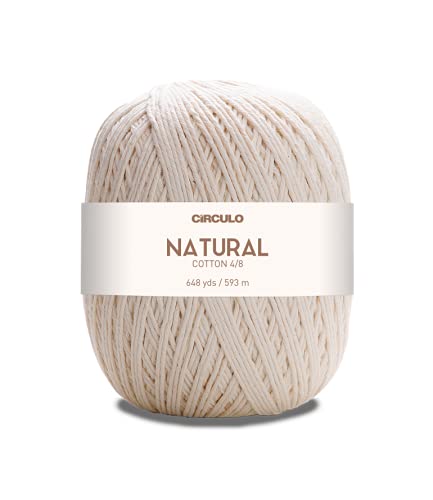 Circulo Natural Cotton Yarn - Big Ball 24.7 Oz - 100% Brazilian Virgin Cotton - Undyed - Pack Of 1 Ball - Color 20 Natural (4/8 - Worsted) #TOP2