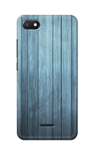 Image of Printed Hard Back Cover Case for Mi Redmi 6A Back Cover (Wooden Blue) -1302