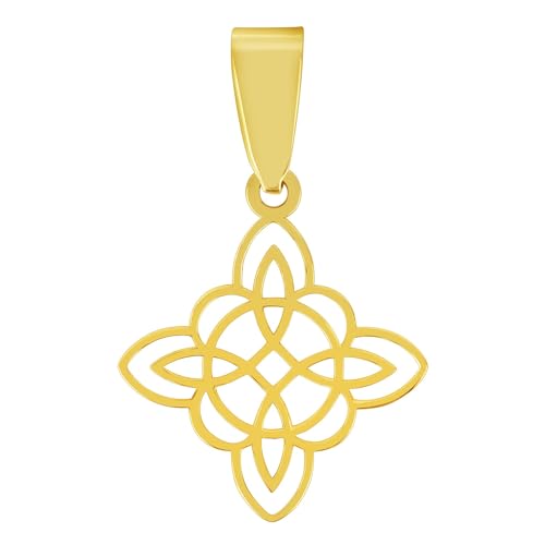 Jewelry America 14k Yellow Gold Dainty Small Witch's Knot Cross Charm Wiccan Symbol Pendant