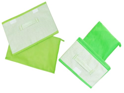 Image of STORE MORE Non Woven Big and Small Storage Box Wardrobe Closet Organizer Foldable Stackable Rectangular Basket /Bins with Lid & Handle (Green, Set of 2)