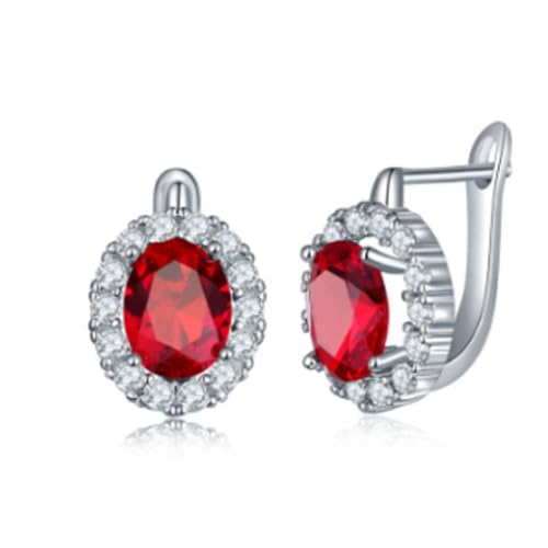 Elegant Multicolor Stone Stud Earrings Copper Comfortable Wear Ear Decoration
