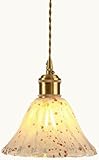 LMAPLUMP Pendant Lamp American Flower Pendant Light with Glass Single Head Suspended in Brass Hanging Lamp Decorative Fixture(Animal Horse,Warm Light)