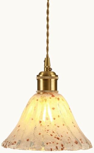 LMAPLUMP Pendant Lamp American Flower Pendant Light with Glass Single Head Suspended in Brass Hanging Lamp Decorative Fixture(Animal Horse,Warm Light)