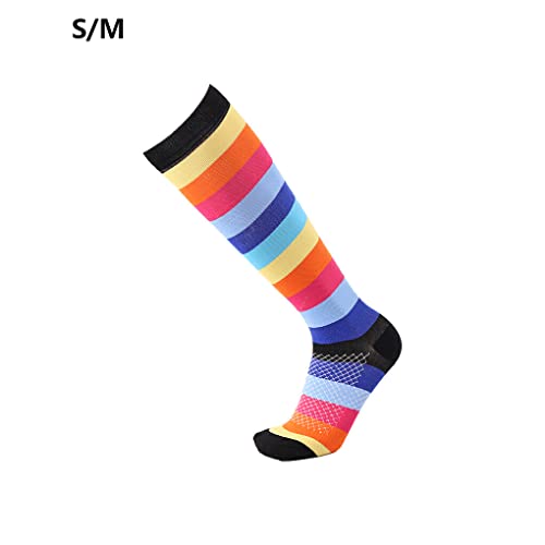 irene inevent Meias de compressão para corrida até o joelho alta antiderrapante esportiva com estamp