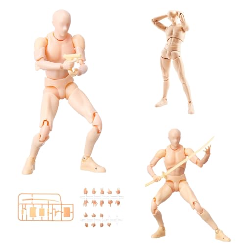 Haniforever Artists Manikin Drawing Figure Mannequin,Cool Action Figure Stop Motion Figure with Joints,Art Drawing Model Human Body for Sketching Supplies,Painting,Artists,Decoration(Flesh,Male)