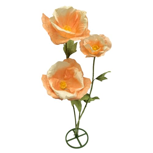 Giant Fake Artificial Flowers 3PCS, Champagne 3D Paper Faux Large Flowers