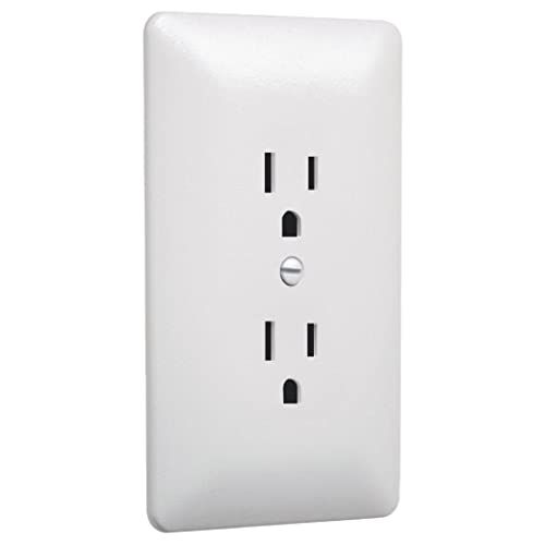 TayMac MW2000W Masque 2000 Series 1-Gang Nonmetallic Decorator Style Duplex Cover-Up Wall Plate, White, 5-Pack