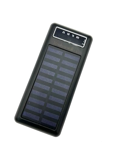 Batería Externa Solar de Carga rápida Power Bank 25000 mAh,sin Cables, Cargador portátil 4 Conectores USB, Micro USB, USB C, iPhone y Linterna, Compatible con Smartphone, iPad, tabletas