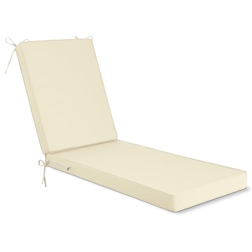 Detiblue Chaise Lounge Cushions Outdoor, 72x21x3 Waterproof and Comfortable Outdoor Chair Cushions with Ties,Patio Furniture Cushions for Lawn/Pool/Beach/Resort Hotel(Beige)