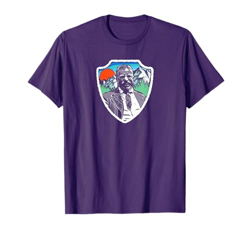 Symbiosis Supply Co. Retro Teddy Roosevelt Vintage Nature T-Shirt - Men's Unisex Adults Grey Graphic Crew Neck Short Sleeve Classic Fit Pull On T-Shirt - S