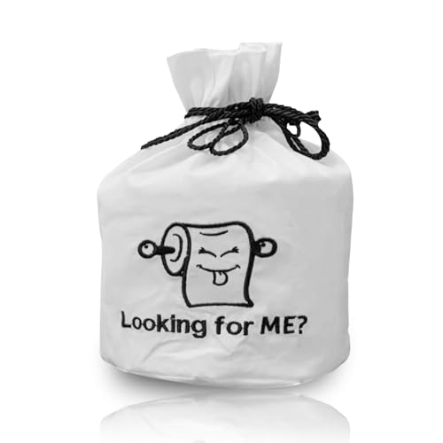 Toilet Paper Tissue Cover - Reusable, Washable Fabric Storage Bag with Drawstring Closure - Bathroom Décor for Office, Hotels & Home - Toilet Paper Organizer