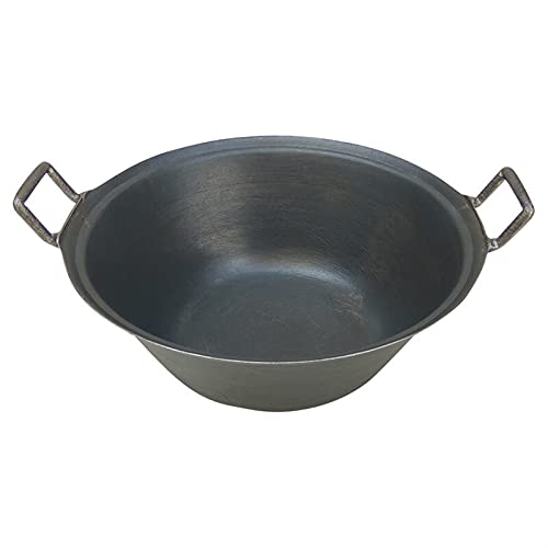 Cast Iron Pot Flat Bottom Big Thick Cast Iron Cooking Wok Fry pan Soup Pot Uncoated Non Stick Pot Wok Casserole Stew Pot (32cm Have Cover)