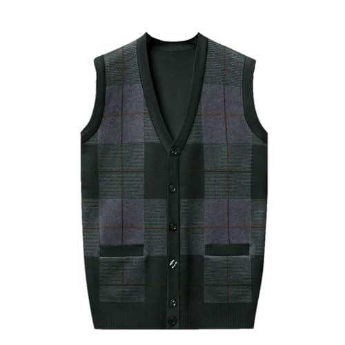 Mens V-Neck Sleeveless Vest Knitwear Business Slim Casual Knitted Waistcoat Sweater Pullover