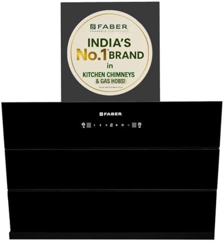 Faber Bliss 75cm 1350m³/hr Filterless Kitchen Chimney | Slant Body | Autoclean Alarm|Moodlight | Touch&Gesture | 8Yr on Motor,2Yr Comprehensive Warranty by Faber | Hood Bliss FL SC HC BK IN 75, Black