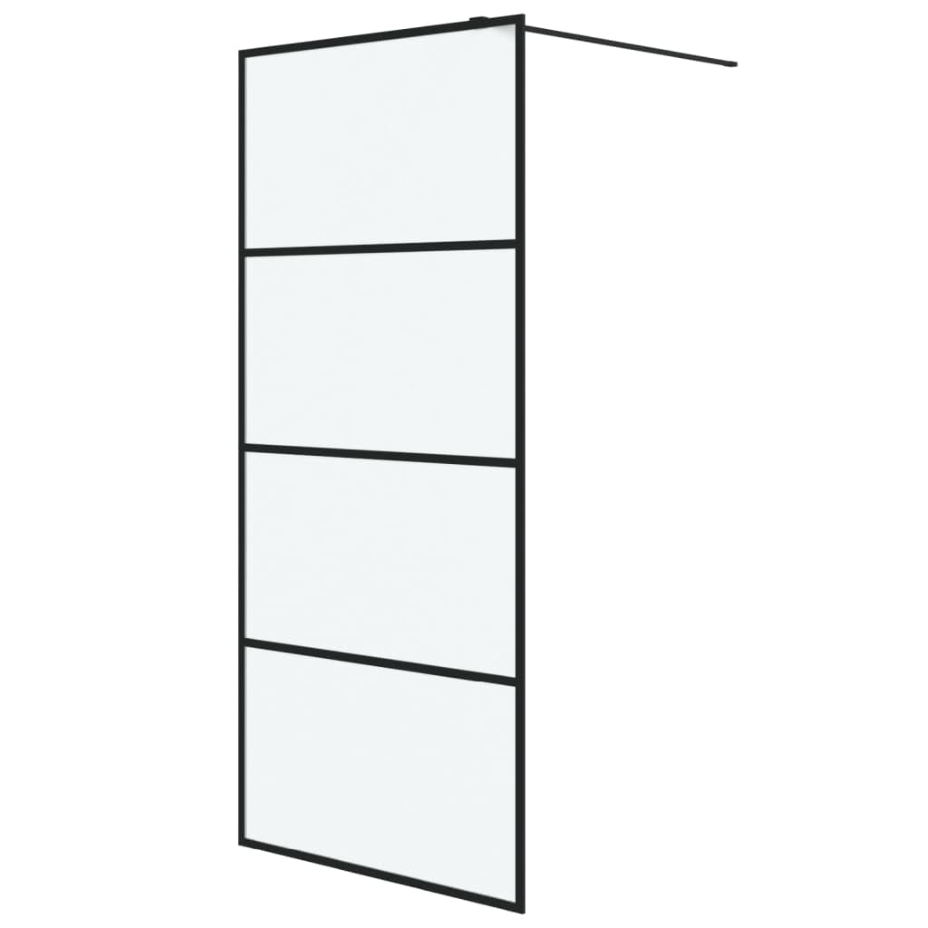 Regulowana ścianka prysznicowa do łazienki, kabina prysznicowa ze szkłem bezpiecznym ESG i ramą aluminiową do kabiny prysznicowej, kolor czarny, 90 x 195 cm