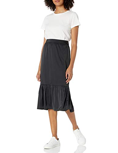 The Drop Women's Jerry Wide Hem Elastic Back Pull-On Midi Skirt, Black, M #TOP4