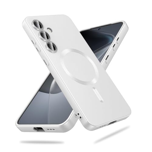 Image of DIZORO Samsung S24 Fe Case, Compatible with Mag Safe, Matte Luxury Metallic Luster Flexible TPU Wireless Charging Shockproof Case with Camera Protector Back Cover (Silver)