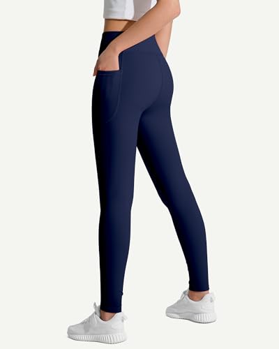 Image of JOCMIC Girls Athletic Leggings High Waist for Kids Yoga Dance Gym Pants with Pocket