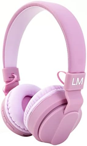 Louise & Mann Kids Bluetooth Headphones with Volume Limit, Over Ear Headphones for Kids, Foldable On Ear Headphones with Microphone, Micro SD/TF for School, Travel, Cell Phones, PC, Tablets (Pink)