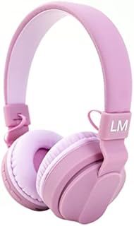 Louise & Mann Kids Bluetooth Headphones with Volume Limit, Over Ear Headphones for Kids, Foldable On Ear Headphones with Microphone, Micro SD/TF for School, Travel, Cell Phones, PC, Tablets (Pink)