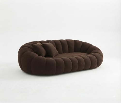 Image of CRAFTCITY 3 Seater Pumpkin Couch /Luxury Modern Upholstered Sofa for Living Room
