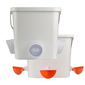 Automatic Chicken Feeder and Waterer Set Hanging Chicken Feeder No Waste Poultry Feeder 3 Gallon Water Feeder