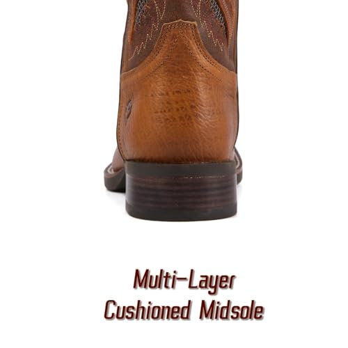 Image of SUREWAY Men's Cowboy Boots, Square Toe Pull On Soft Toe Western Boot | 10 Inch Classic men's wellington work boots,slip resistant outsole,durable,pull-on design for daily and western casual wear