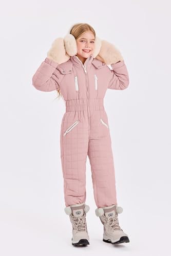Image of Haloumoning Kid Snowsuit Girls Hooded Waterproof Insulated Ski Suit