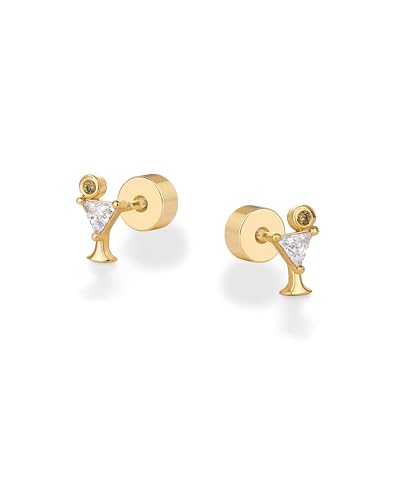 Image of PAVOI 14K Gold Plated Dainty Flat Back Earrings for Women, Piercing Studs | Hypoallergenic Stud Earrings with 925 Sterling Silver Posts, Motif Flatback Screw Back Helix Cartilage