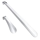 2 Pcs Stainless Steel Shoe Horn Premium Long Handled Shoe Lifter, 16.5 Inch Long Shoe Horn and 6 Inc