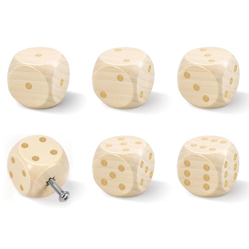 Meplait 6 Pack Dice Cabinet Knobs, Wooden Furniture Cabinet Knobs