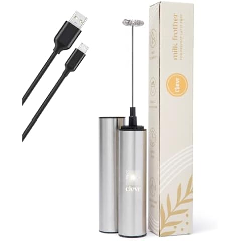 Clevr Blends Milk Frother, Hand Stirrer for Coffee, Matcha, Hot Chocolate, Protein Shake, Latte, Tea, Stainless Steel Rechargeable Handheld Whisk, Fast and Easy Frothing Wand, No Battery Needed Cover