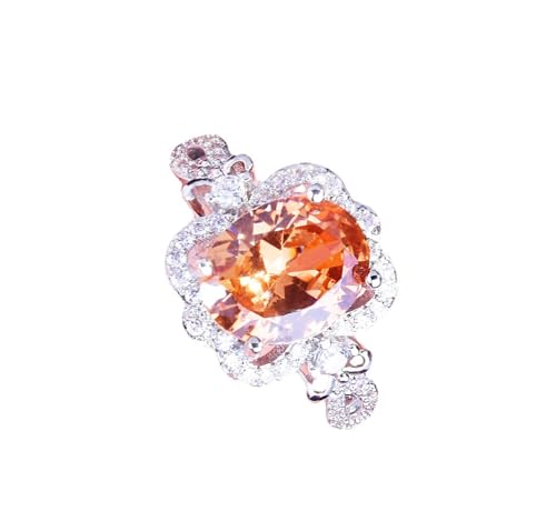 Emsione Silver Plated Created Yellow Zirconia Oval CZ Cut Halo Adjustable Opening Ring Eternity Anniversary Wedding Engagement Party Ring for Women Men