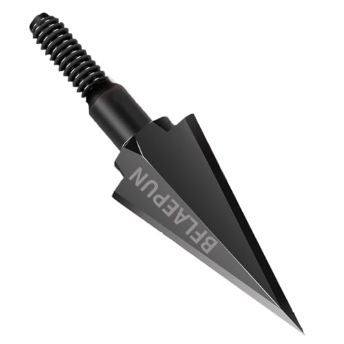 BFLAEPUN 100 Grain Archery Screw-in Arrow Heads Stainless Steel Arrow Tips Fixed Blade Crossbow and Compound Arrowheads