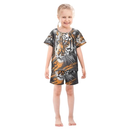 Tiger Kids Pjs Set Boys Girls Summer Short-Sleeve Sleepwear Pajamas 2PCS3