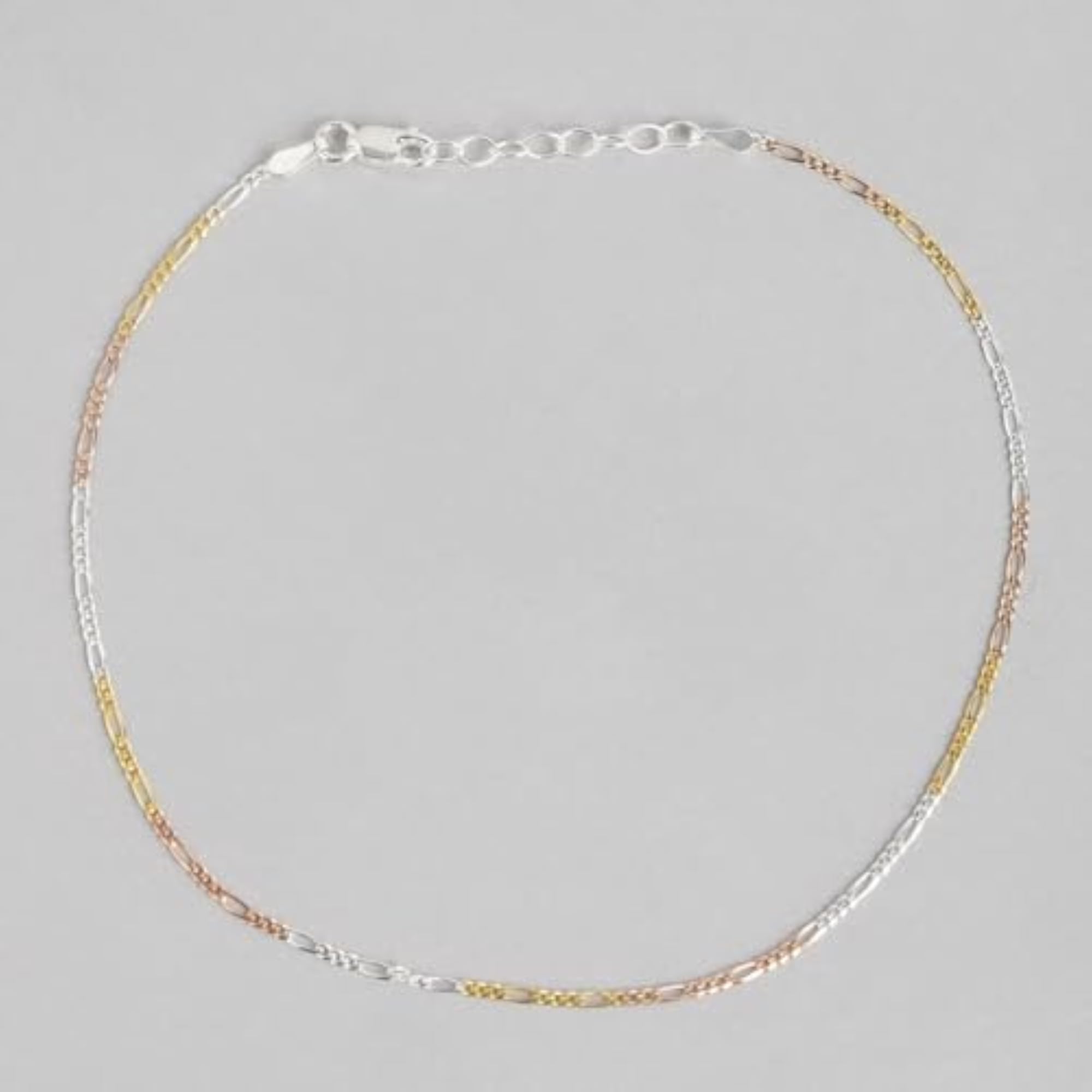 925 Silver Triple Tone Plating Anklet Hypoallergenic Single