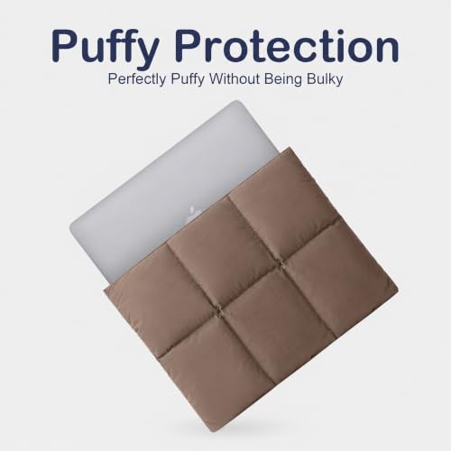 Image of ProElite Puffy Tablet Sleeve Case Upto 13.3 inch for Galaxy Tab S10 Fe+ /S9 FE+ /S7+ /S8 Plus /S9 Plus /S7 FE 12.4 inch, iPad Pro 12.9 inch, MacBook Air /Pro Retina, Microsoft Surface Pro 4 /5 /6 /7 /8 /9, Mocha Brown