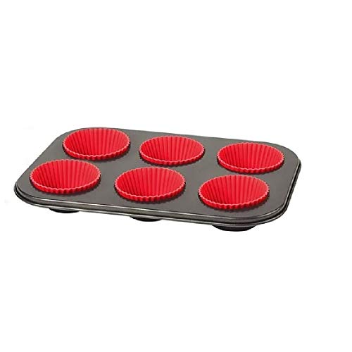 Forma para Cupcake c/Forminhas de Silicone c/ 6 Cavidades