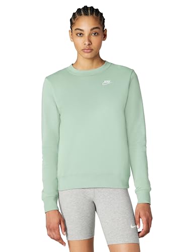 Nike Womens Sportswear Club Fleece Crew-Neck Sweatshirt Steam/White Medium