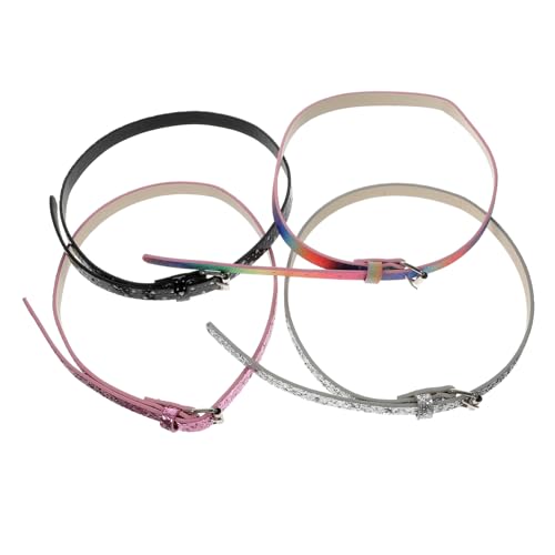 NOLITOY 4pcs Boy Girl Pu Leather Belt Heart Shaped Belts for Girls for and Daily Wear Includes Rainbow Glitter Glitter