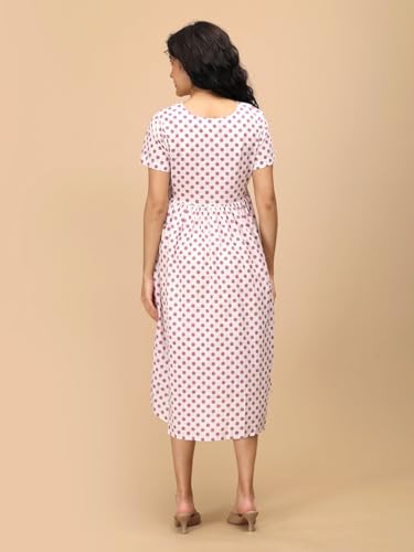 Image of The Mom Store Maternity and Nursing Dress | Pre and Post Pregnancy Dress for Womens | Zipper /Button Opening | Causal Wear | Trendy Stylish Causal Dresses for New Moms