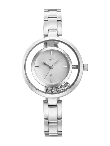 Image of Fastrack Vyb Starlet with Quartz Analog White Mother of Pearl Dial Steel Stainless Steel Strap Watch for Girls - FV60116SM01W