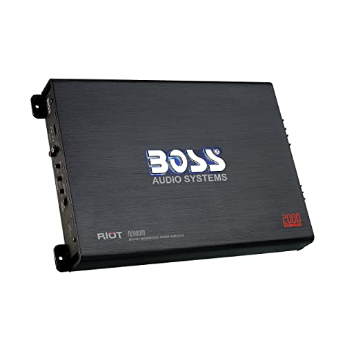 Boss Audio Systems R2000M Monoblock Car Amplifier - 2000 Watt Amp, 2/4 Ohm Stable, Class A/B, Mosfet Power Supply, Great For Car Subwoofers #TOP1